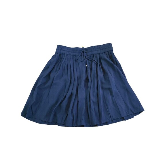 MNG Mango Pleated A-Line Mini Skirt Womens Size Small Navy Blue Pockets - Picture 9 of 9